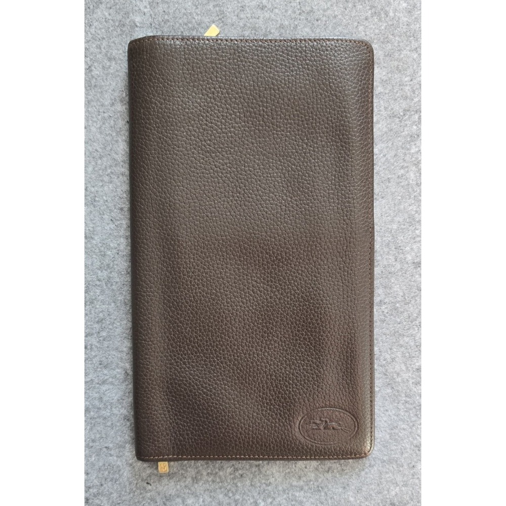Longchamp Le Foulonne Long Bifold Travel Wallet Organizer dark brown EUC w/ COA